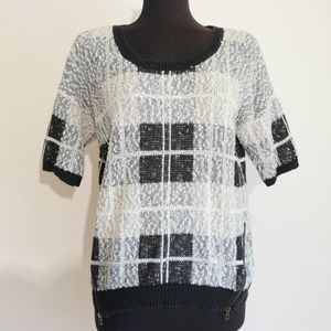 Lucky Brand Black & White Checkered Sweater